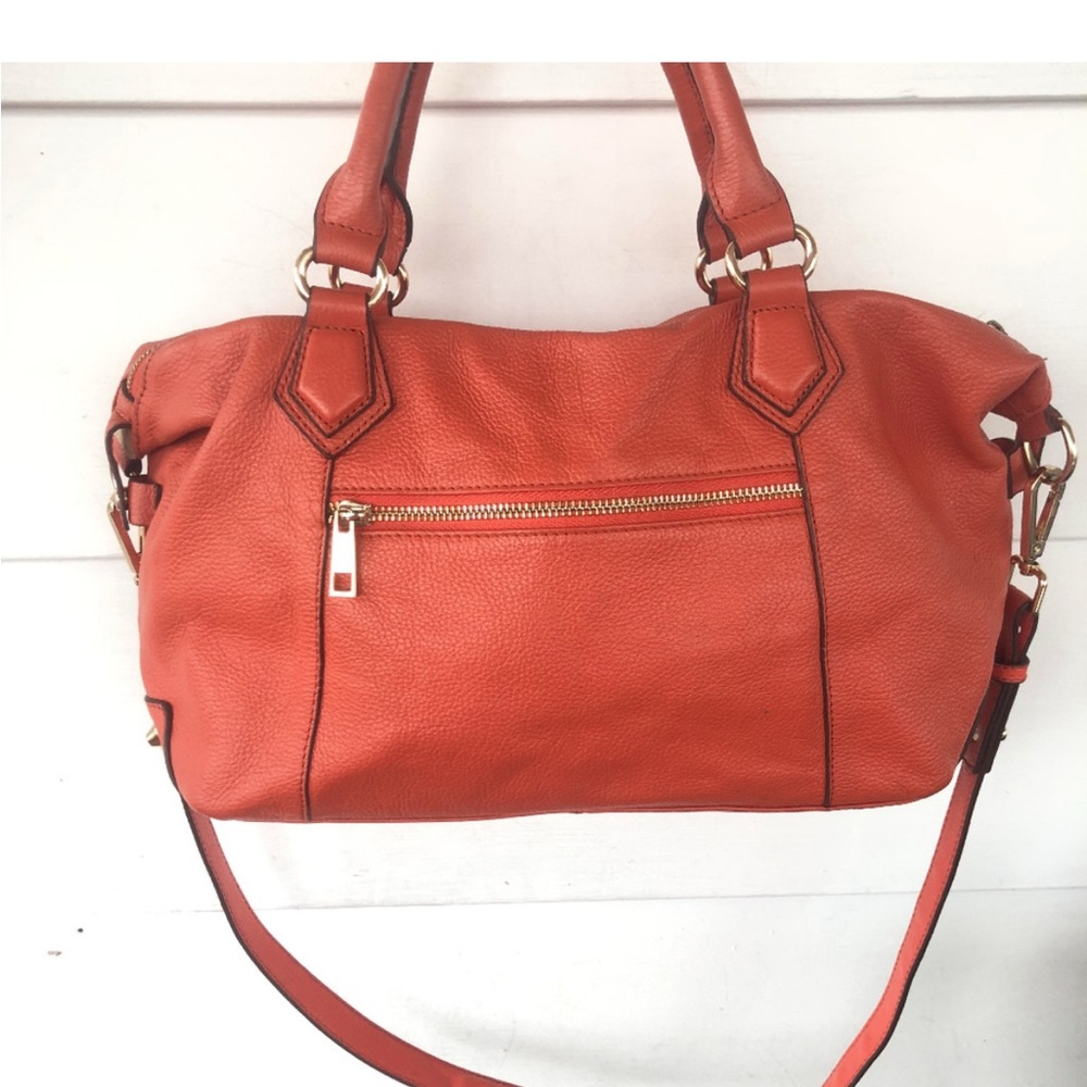 NEW!!Ora Delphine Orange Satchel Smooth Leather Versatile Design NWOT!!